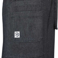 Barfly - 32.25" x 32" Metro Edge Talon Black Cotton Vintage Draper Denim Bistro Apron with 2 Pockets - M63201BKD