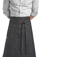 Barfly - 32.25" x 32" Metro Edge Talon Black Cotton Vintage Draper Denim Bistro Apron with 2 Pockets - M63201BKD