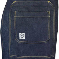 Barfly - 32.25" x 32" Metro Edge Talon Indigo Cotton Vintage Draper Denim Bistro Apron with 2 Pockets - M63201DEN
