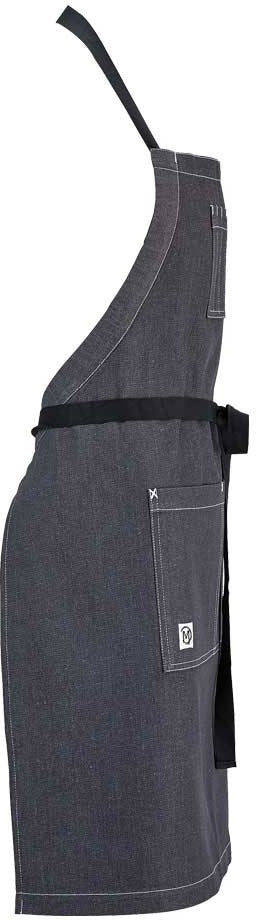 Barfly - 34" X 29.75" Metro Edge Scout Gray 65/35 Cotton/Poly Bib Apron with Adjustable Straps - M63206DEN