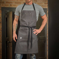 Barfly - 34" X 29.75" Metro Edge Scout Gray 65/35 Cotton/Poly Bib Apron with Adjustable Straps - M63206DEN
