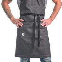 Barfly - 34" X 29.75" Metro Edge Scout Gray 65/35 Cotton/Poly Bib Apron with Adjustable Straps - M63206DEN