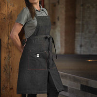 Barfly - 34" x 30" Metro Edge Zephyr Black Cotton Denim Bib Apron - M63203BKD