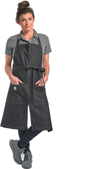 Barfly - 34" x 30" Metro Edge Zephyr Black Cotton Denim Bib Apron - M63203BKD