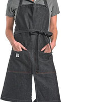 Barfly - 34" x 30" Metro Edge Zephyr Black Cotton Denim Bib Apron - M63203BKD