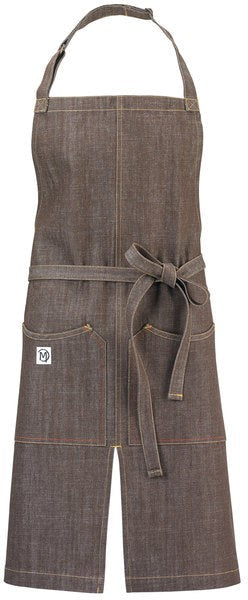 Barfly - 34" x 30" Metro Edge Zephyr Brown Cotton Denim Bib Apron - M63203BRN