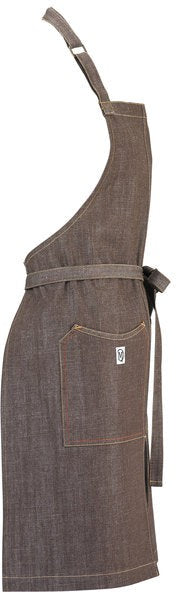 Barfly - 34" x 30" Metro Edge Zephyr Brown Cotton Denim Bib Apron - M63203BRN