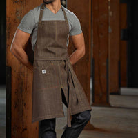 Barfly - 34" x 30" Metro Edge Zephyr Brown Cotton Denim Bib Apron - M63203BRN