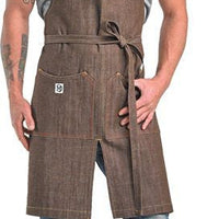 Barfly - 34" x 30" Metro Edge Zephyr Brown Cotton Denim Bib Apron - M63203BRN