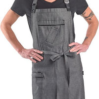 Barfly - 34.25" X 30.75" Metro Edge Flannery Black Dobby Denim Bib Apron - M63200BKD