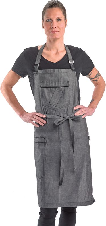 Barfly - 34.25" X 30.75" Metro Edge Flannery Black Dobby Denim Bib Apron - M63200BKD