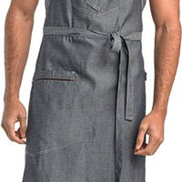 Barfly - 34.25" X 30.75" Metro Edge Flannery Indigo Dobby Denim Bib Apron - M63200DEN