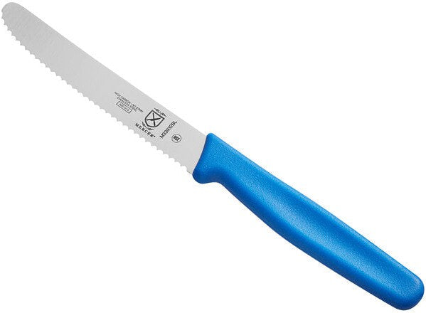 Barfly - 4.3" Blue Serrated Rounded Tip Paring Bar Knife With Guard - M33932BLB