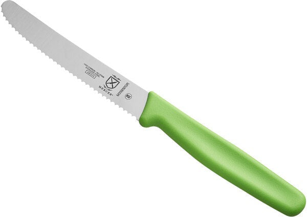 Barfly - 4.3" Green Serrated Rounded Tip Paring Bar Knife With Guard - M33932GRB