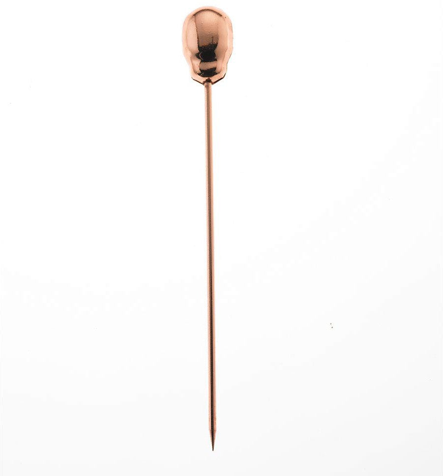 Barfly - 4.37" Copper-Plated Stainless Steel Skull Top Cocktail Pick - M37064CP