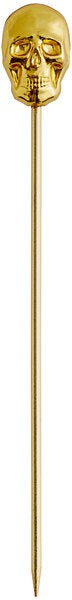 Barfly - 4.37" Gold Cocktail Pick with Skull Top - M37064GD