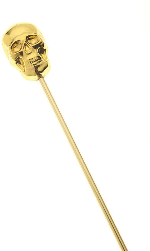 Barfly - 4.37" Gold Cocktail Pick with Skull Top - M37064GD