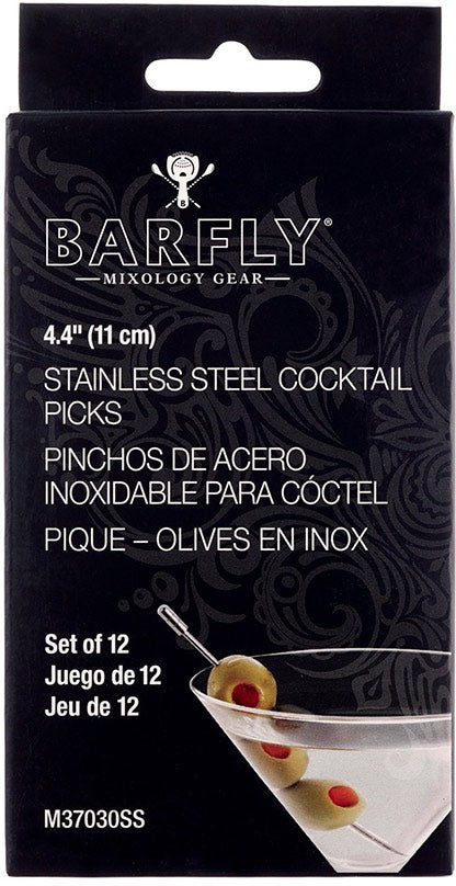 Barfly - 4.437" Stainless Steel Cocktail Pick with Grooved Top - M37030SS