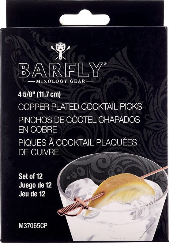 Barfly - 4.62" Copper-Plated Stainless Steel Sword Top Cocktail Pick - M37065CP