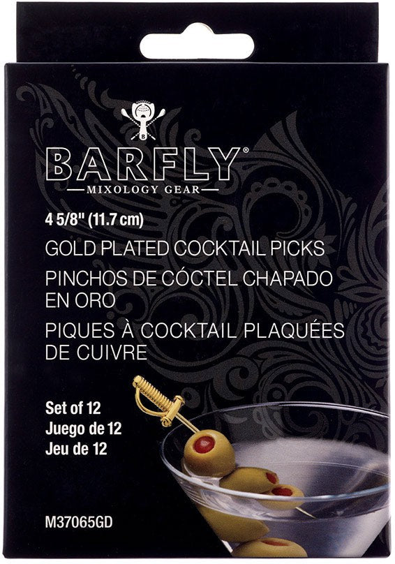 Barfly - 4.62" Gold Cocktail Pick With Sword Top - M37065GD