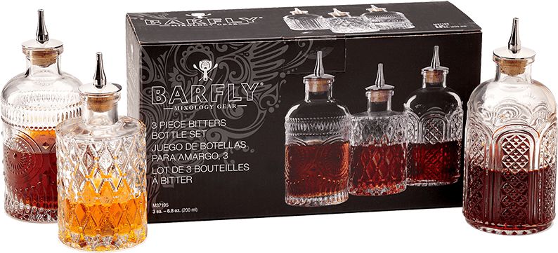 Barfly - 6.8 Oz Design Glass Bitters Bottle Pack of 3 - M37186/M37187/M37188 - M37195