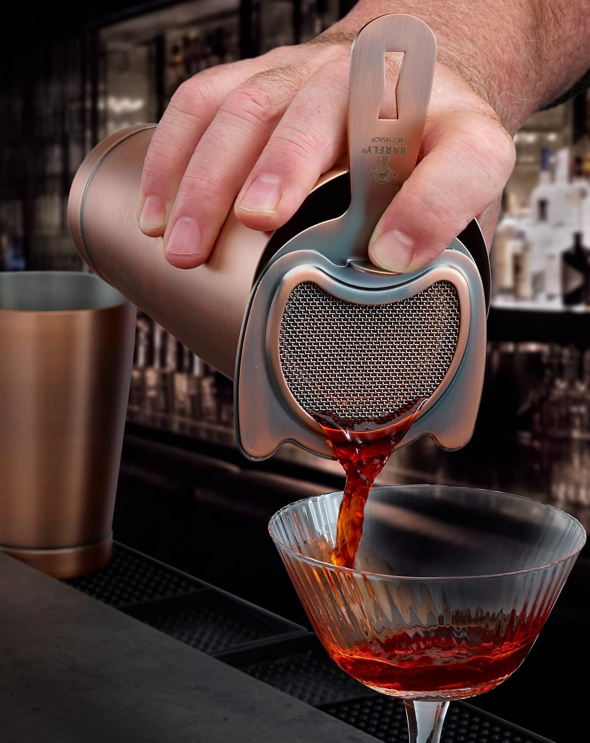 Barfly - Antique Copper Fine Mesh Spring Strainer - M37185ACP