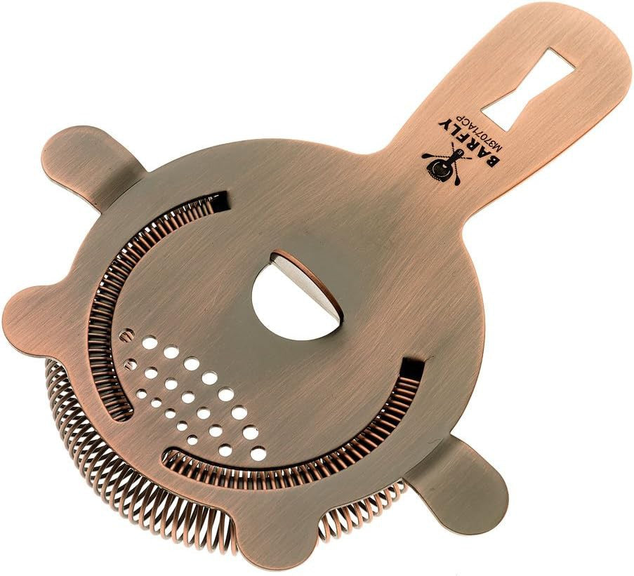 Barfly - Antique Copper Heavy-Duty 4 Prong Spring Bar Strainer - M37071ACP