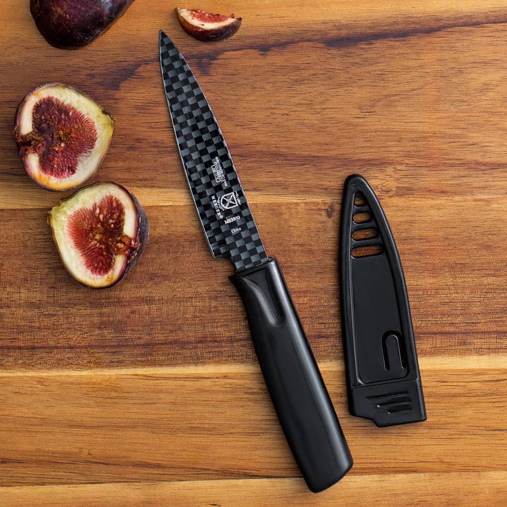 Barfly - Culinary 4" Black Non-Stick Paring Knife with Sheath - M33910B