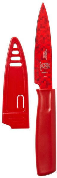 Barfly - Culinary 4" Red Non-Stick Paring Knife with Sheath - M33912B