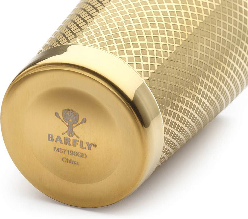 Barfly - Diamond Lattice 18 Oz Stainless Steel Gold Plated Half Size Cocktail Shaker - M37198GD