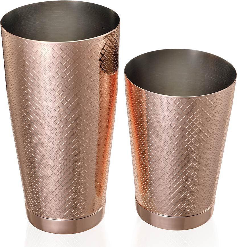 Barfly - Diamond Lattice 28 Oz & 18 Oz Stainless Steel Copper Plated Cocktail Shaker/Tin Pack - M37200CP