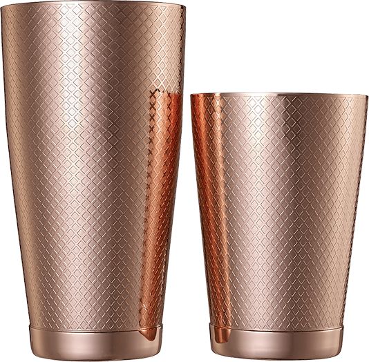 Barfly - Diamond Lattice 28 Oz & 18 Oz Stainless Steel Copper Plated Cocktail Shaker/Tin Pack - M37200CP