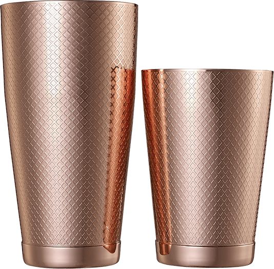 Barfly - Diamond Lattice 28 Oz & 18 Oz Stainless Steel Copper Plated Cocktail Shaker/Tin Set - M37200CP