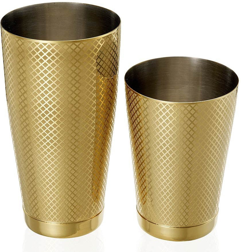Barfly - Diamond Lattice 28 Oz & 18 Oz Stainless Steel Gold Plated cocktail Shaker Pack - M37200GD