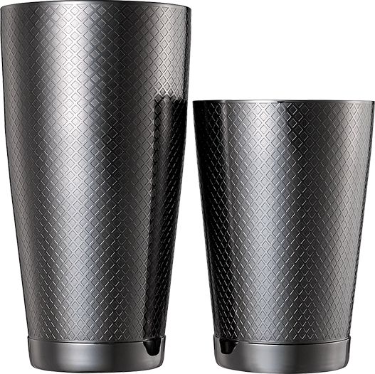 Barfly - Diamond Lattice 28 Oz & 18 Oz Stainless Steel Gun Metal Black Cocktail Shaker Pack - M37200BK