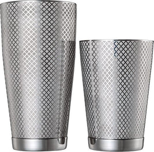 Barfly - Diamond Lattice 28 Oz & 18 Oz Stainless Steel Silver Cocktail Shaker/Tin Set - M37200