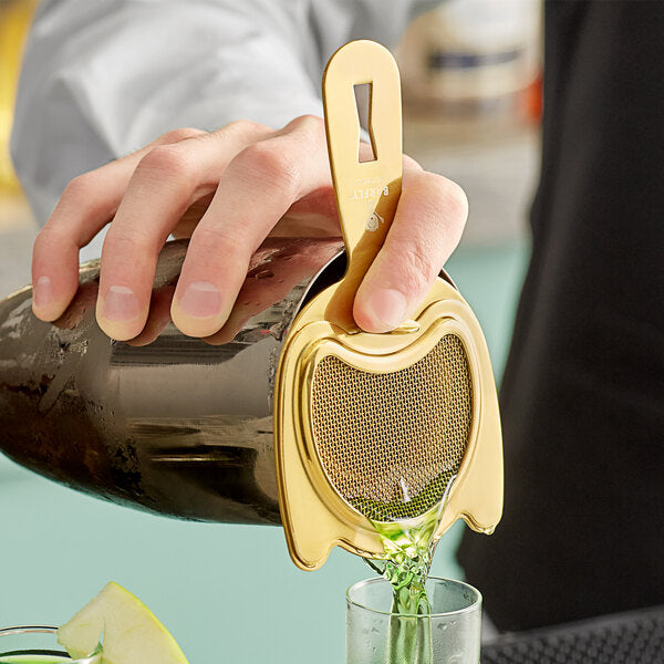 Barfly - Gold Plated Fine Mesh Spring Strainer - M37185GD