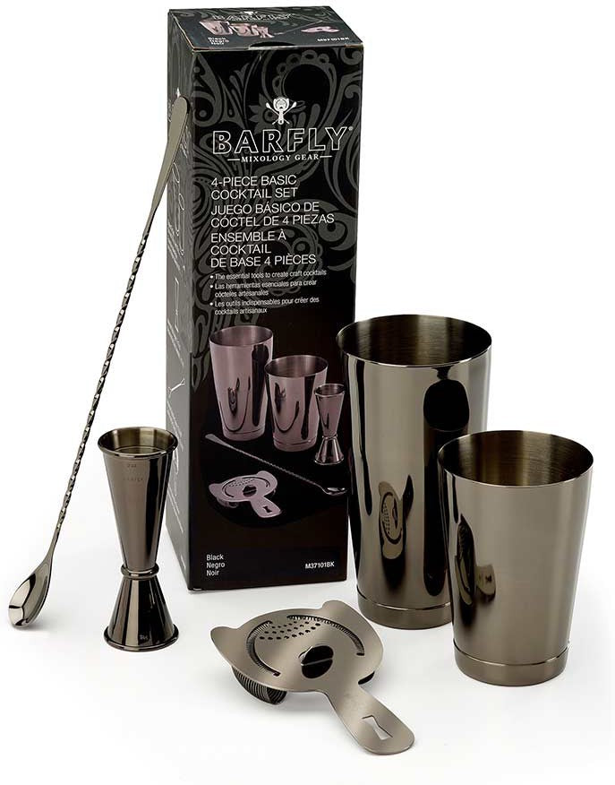 Barfly - Gun Metal Black Basic 5-Piece Cocktail Kit - M37101BK