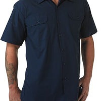 Barfly - Navy Blue Metro Edge Customizable Short Sleeve Brewer Shirt - M60250NB