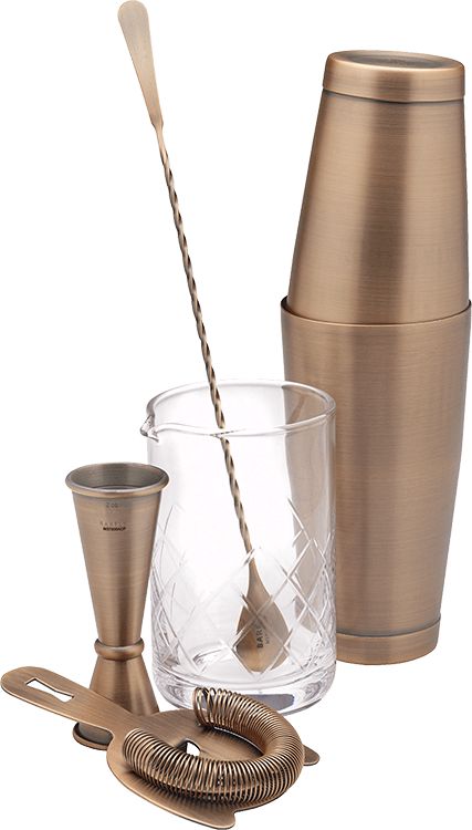 Barfly - Stainless Steel Antique Copper 5-Piece Cocktail Mixing Kit - M37131ACP