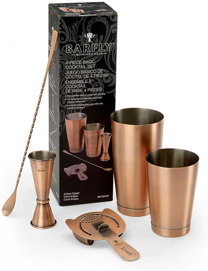 Barfly - Stainless Steel Antique Copper-Plated Basic 5-Piece Cocktail Kit - M37101ACP