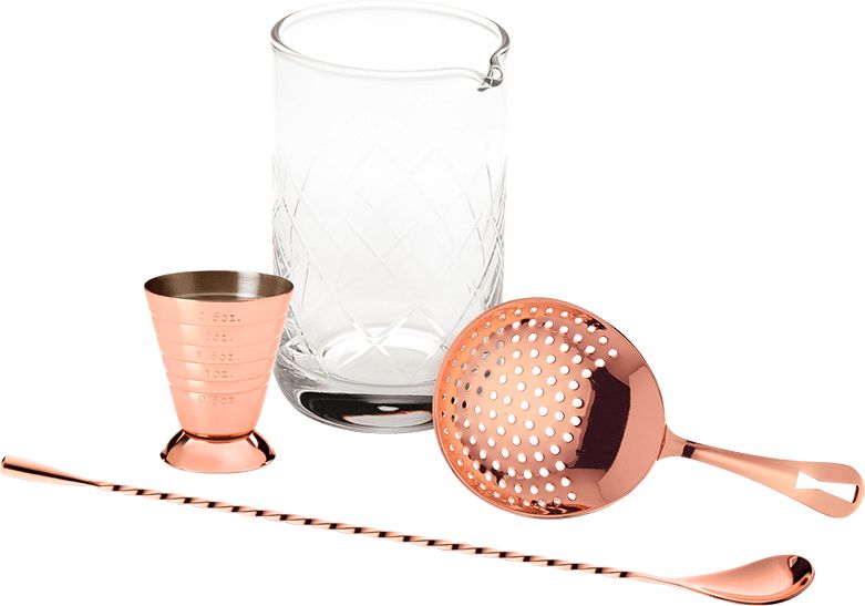 Barfly - Stainless Steel Copper Plated 4-Piece Cocktail Mixing Kit - M37132CP
