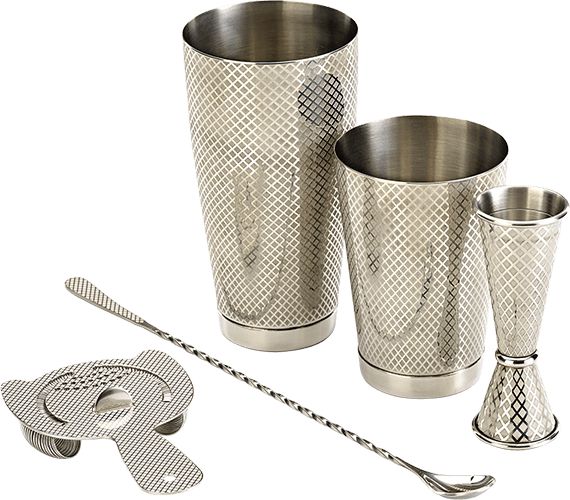 Barfly - Stainless Steel Diamond Lattice Basic Cocktail Shaker, Pack Of 4 - M37206