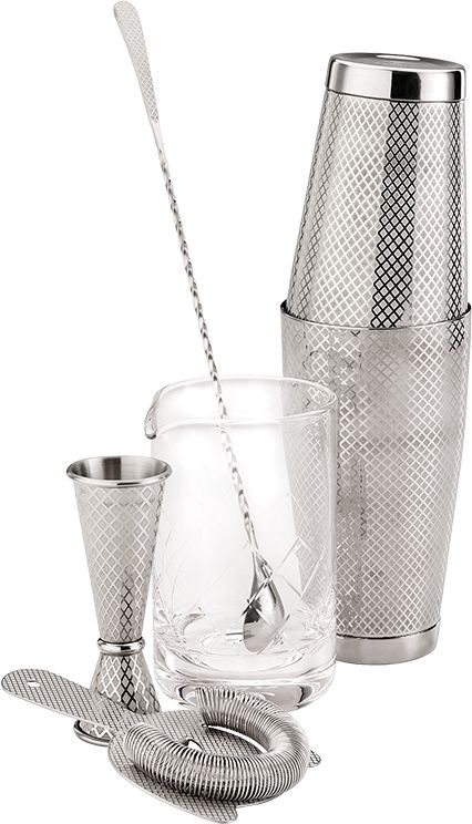 Barfly - Stainless Steel Diamond Lattice Cocktail Mixing, Pack Of 5 - M37207