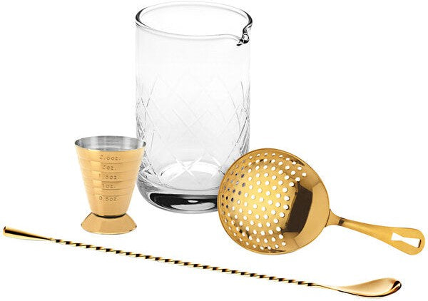 Barfly - Stainless Steel Gold Plated 4-Piece Cocktail Mixing Kit - M37132GD