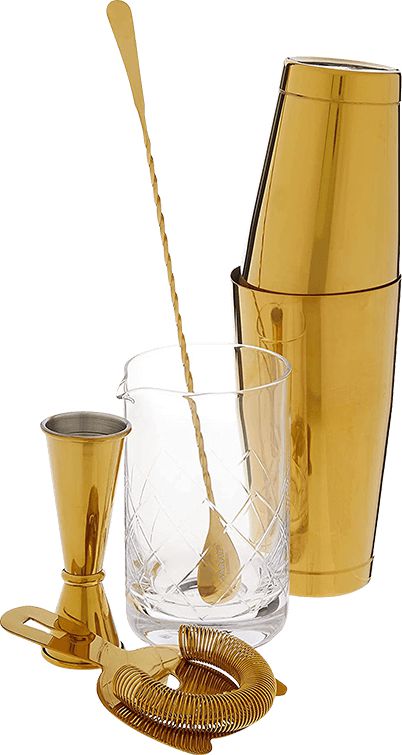Barfly - Stainless Steel Gold Plated 5-Piece Cocktail Mixing Kit - M37131GD