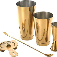 Barfly - Stainless Steel Gold-Plated Basic 5-Piece Cocktail Kit - M37101GD