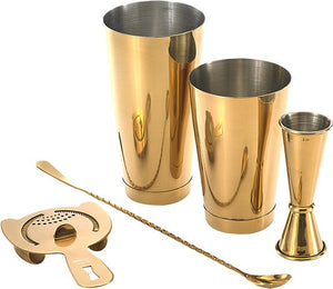 Barfly - Stainless Steel Gold-Plated Basic 5-Piece Cocktail Kit - M37101GD