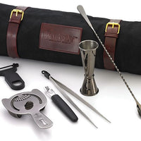 Barfly - Stainless Steel Gun Metal Black Essential 7-Piece Cocktail Kit with Roll Bag - M37100BK