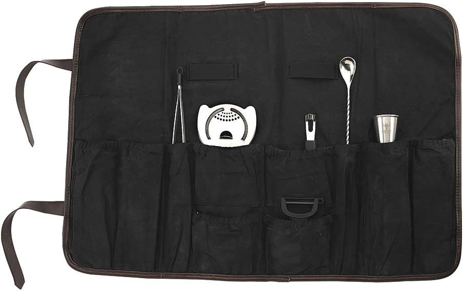 Barfly - Stainless Steel Silver Essential 7-Piece Cocktail Kit with Mixology Roll Bag - M37100
